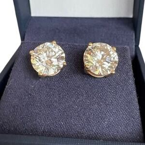 6 Carat Total Weight Lab Grown Diamond Stud Earrings 14k Gold VVS2 Screw Back